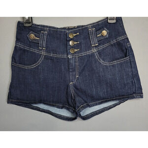 Mindcode Shorts Womens Medium Blue Denim High Rise Skinny Button Front Pocket
